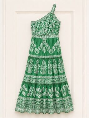 Farm Rio Green One-Shoulder Botanical Maxi Dress